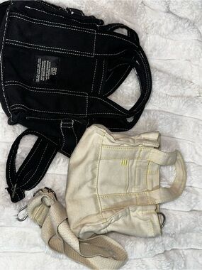 BDG Black and Cream Canvas Tote & Mini Crossbody Set
